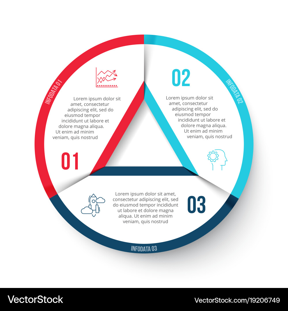 3 Part Circle Diagram - Options & Processes Vector Image