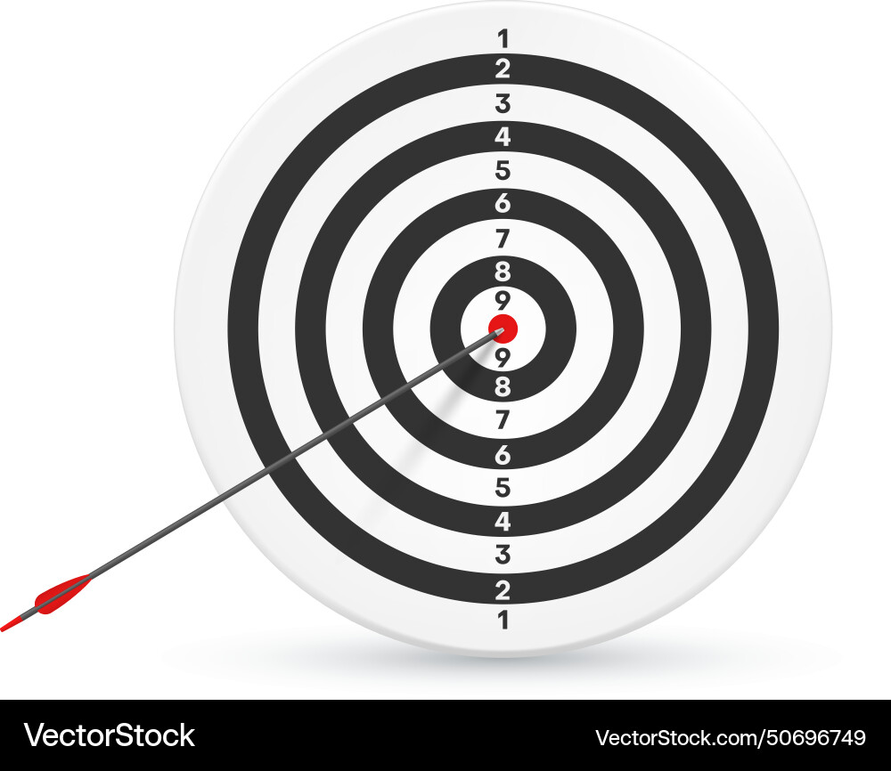 Dartboard target with arrow in bullseye accuracy vector image