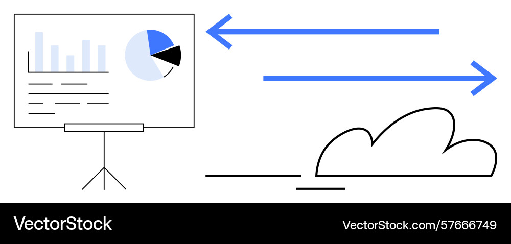 Data analysis presentation with cloud and arrows Data analysis presentation with cloud and arrows vector image