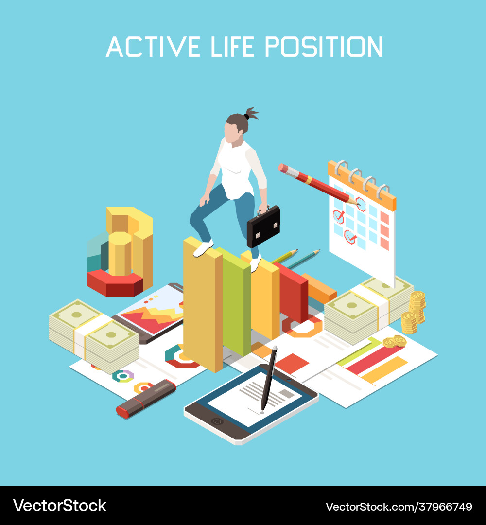 Entrepreneur concept isometric composition Vector Image