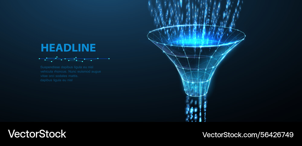 Funnel customer conversion process data filter Funnel customer conversion process data filter vector image