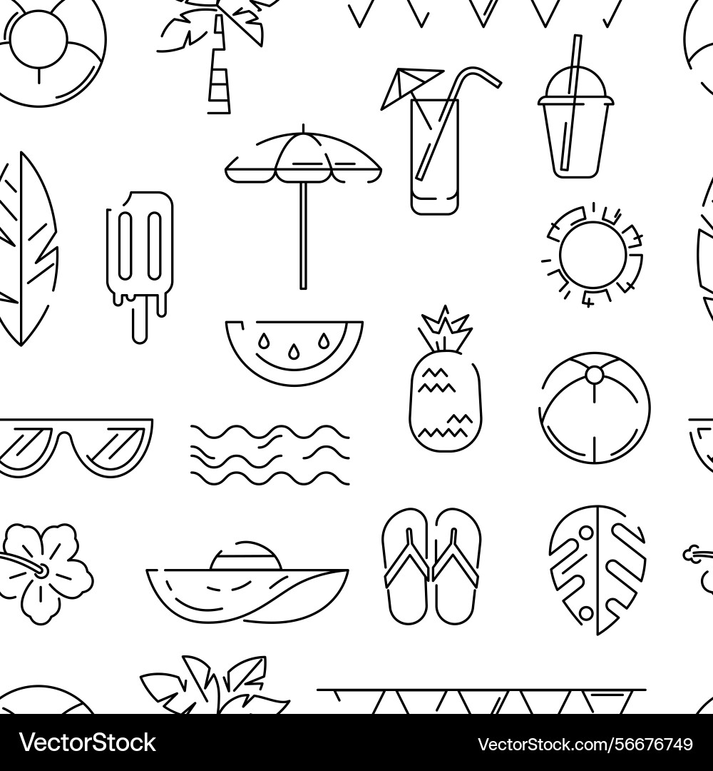 Pattern with summer items stylized beach objects Pattern with summer items stylized beach objects vector image