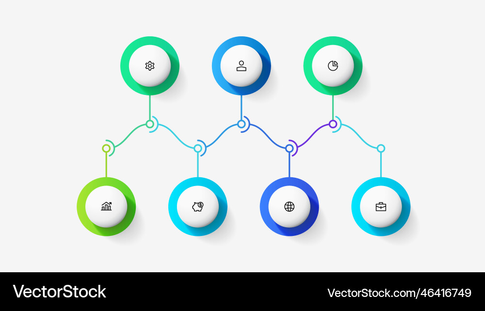 Thin lines with 7 options horizontal progress Vector Image