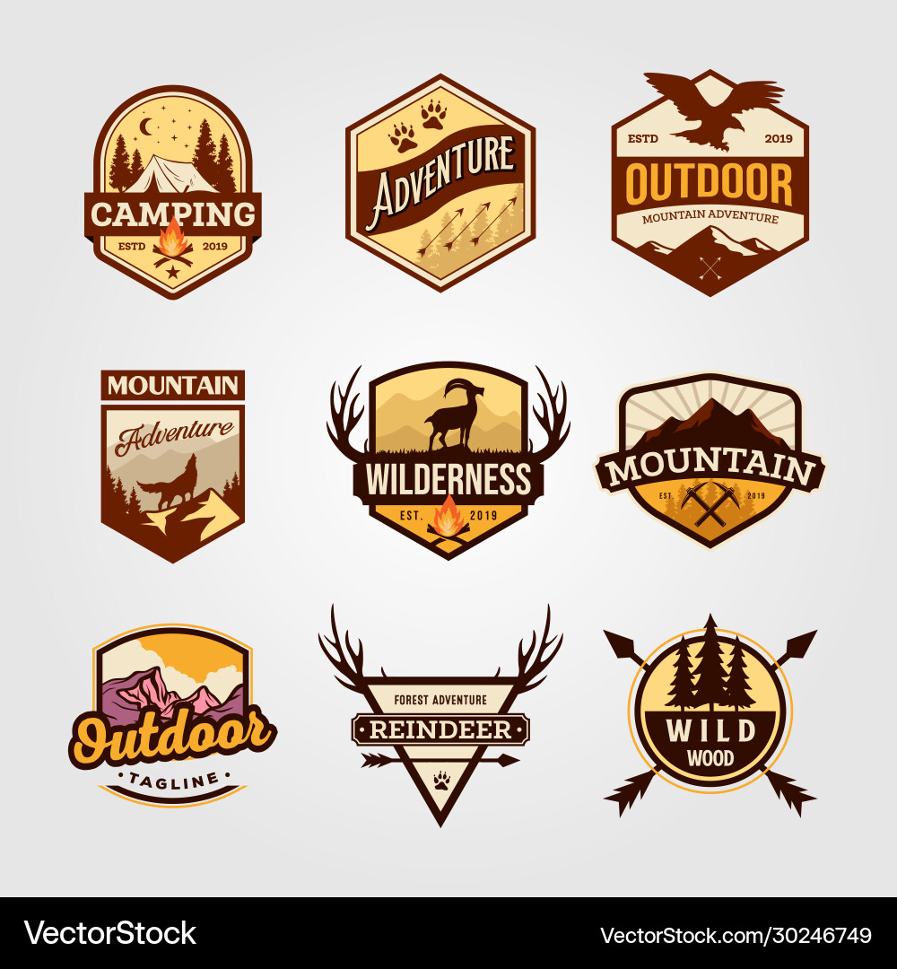 Vintage Outdoor Adventure Logos vector image