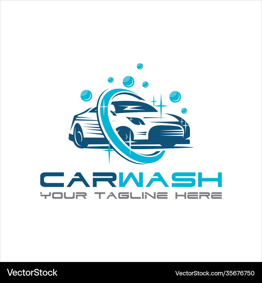 Car Wash Logo Template - Bubble & Wash Vector Image