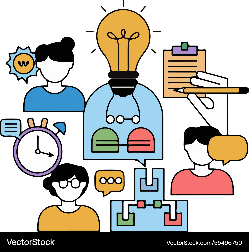 Creative teamwork and brainstorming for project Vector Image