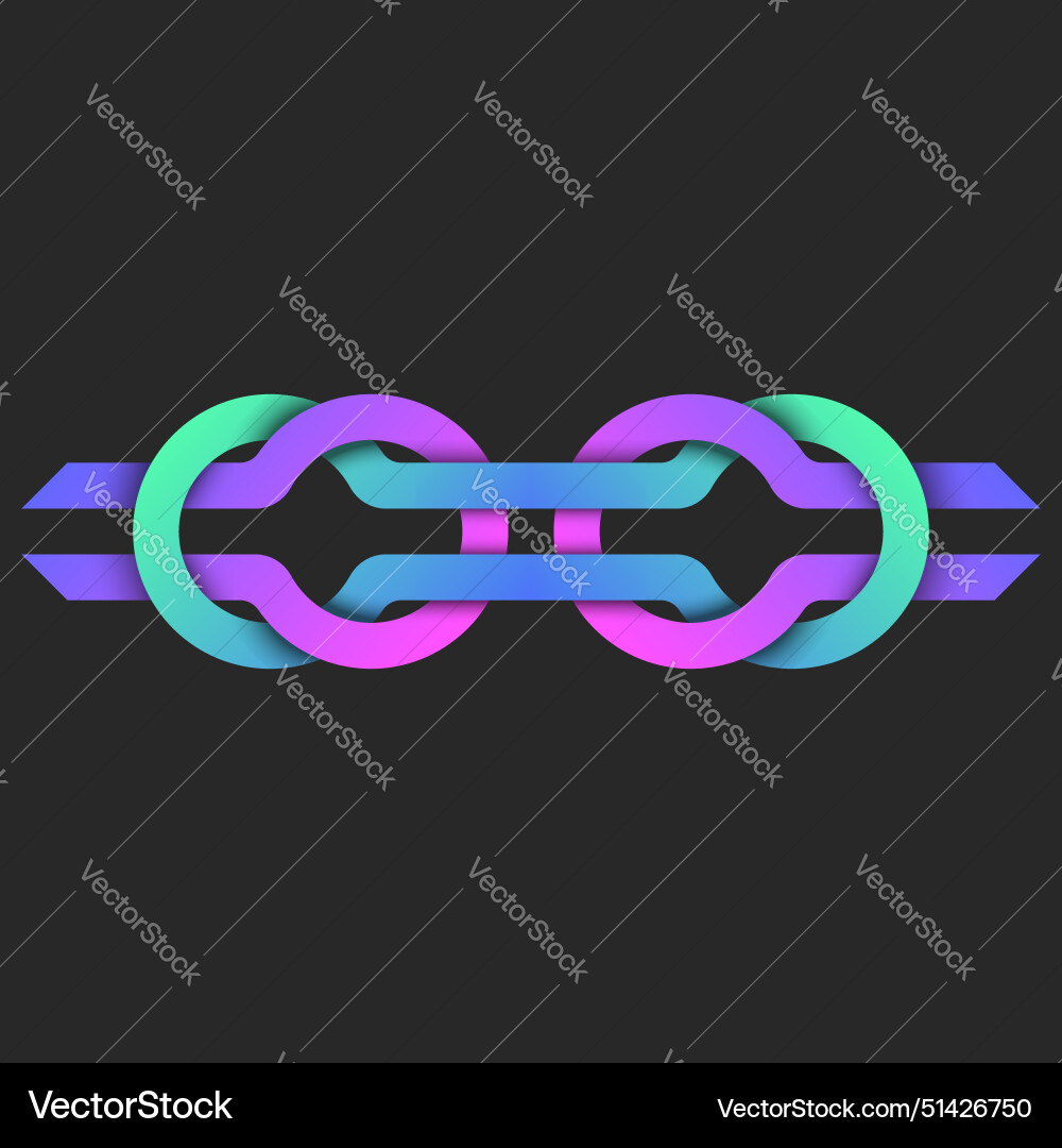 Cyber chain logo with overlapping loops cyberpunk Cyber chain logo with overlapping loops cyberpunk vector image