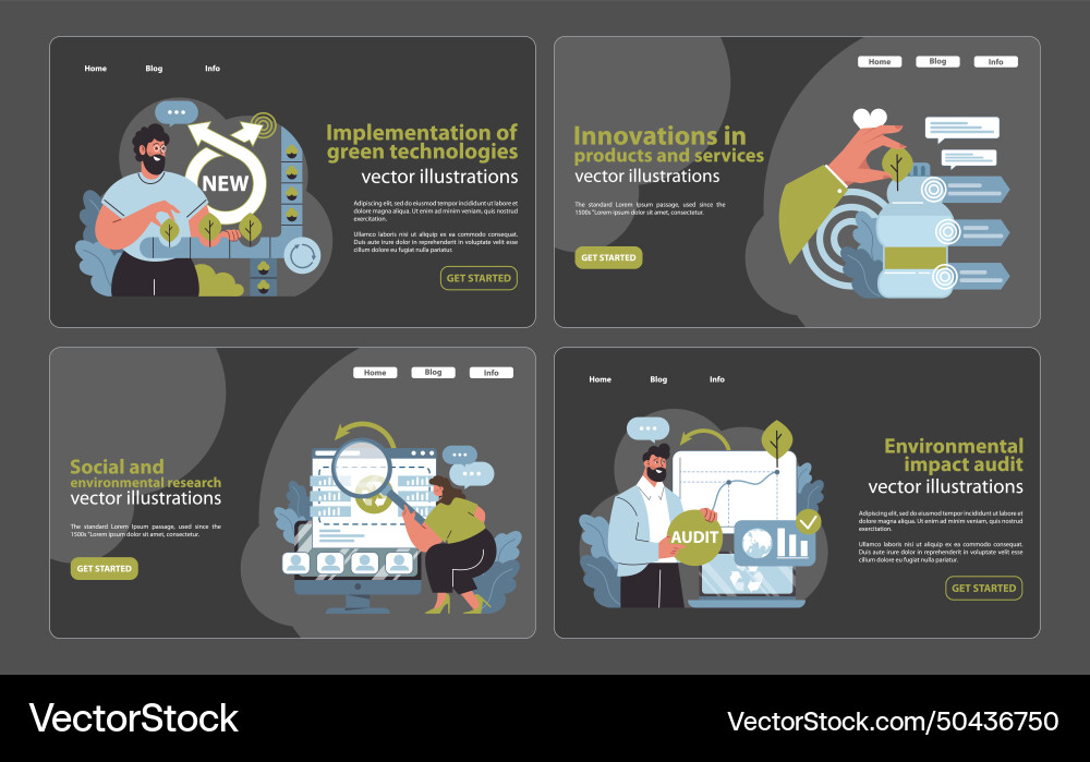 Dynamic csr solutions set green tech Vector Image