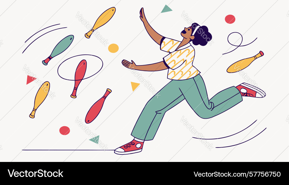 Dynamic juggler character design generative ai Vector Image