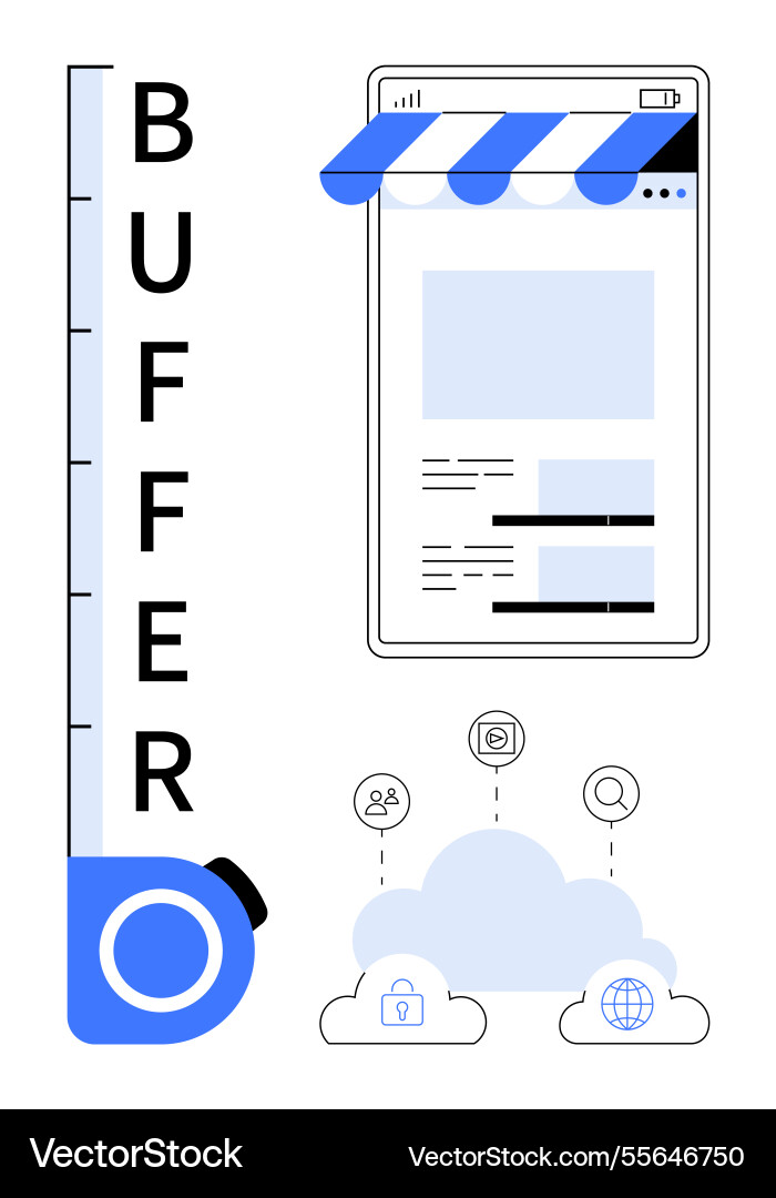 Measuring website efficiency with buffering Measuring website efficiency with buffering Vector Image