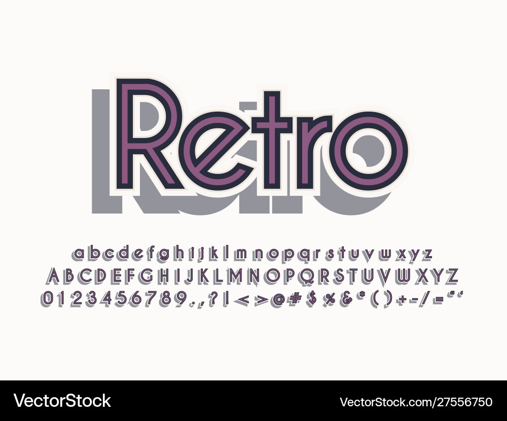 Retro font and alphabet stock Retro font and alphabet stock Vector Image
