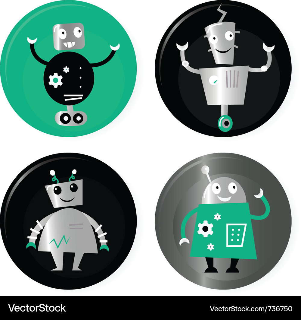 Retro robots collection Vector Image