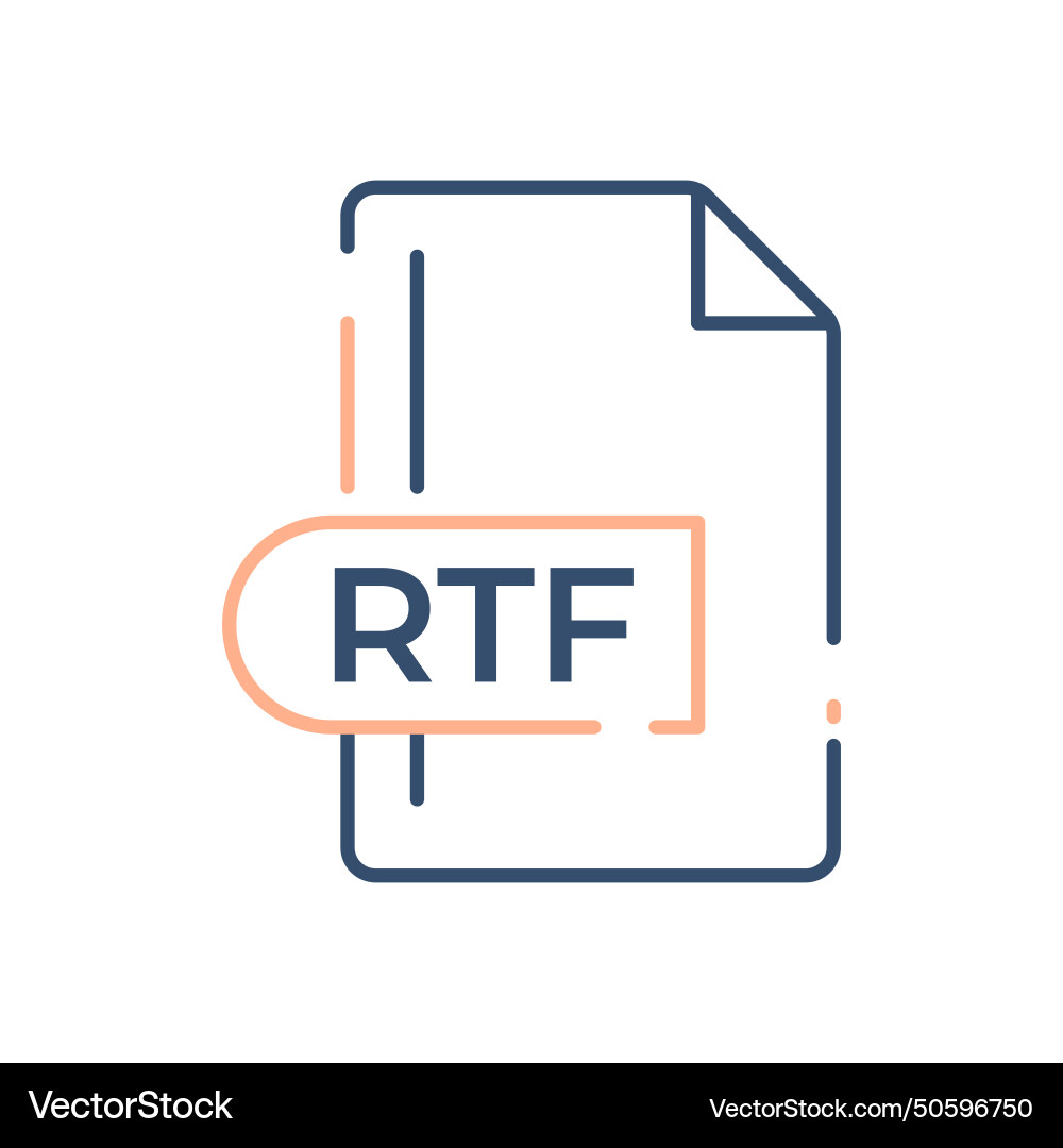 Rtf file format icon extension line Vector Image