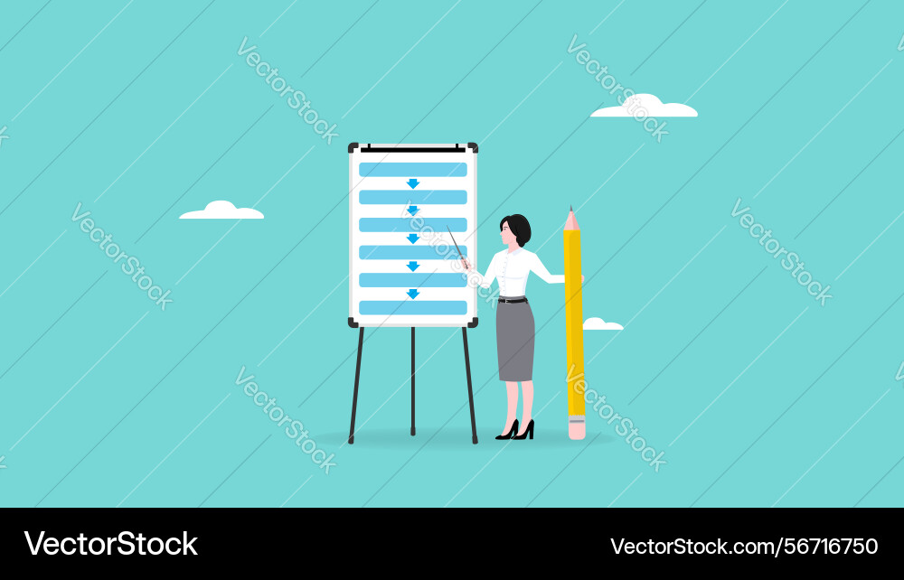 Work flow explanation present procedure Work flow explanation present procedure Vector Image