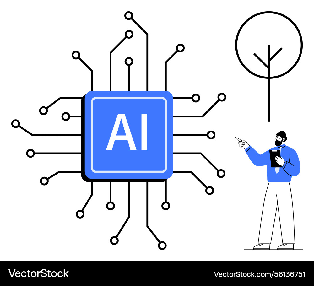 Artificial intelligence chip with circuitry vector image