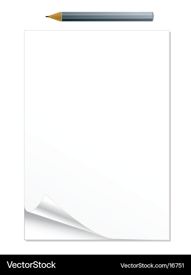 Curled Notepad with Pencil Vector Image