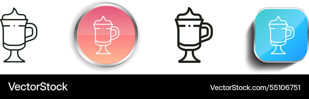 Irish coffee icon thin linear regular and button vector image