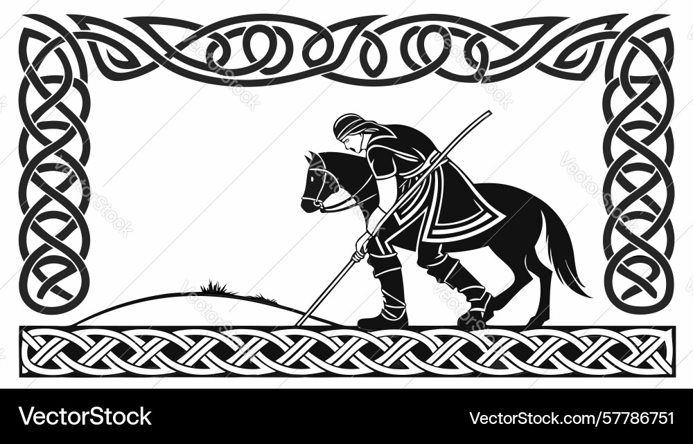 Medieval knight ornate border with crusader Vector Image