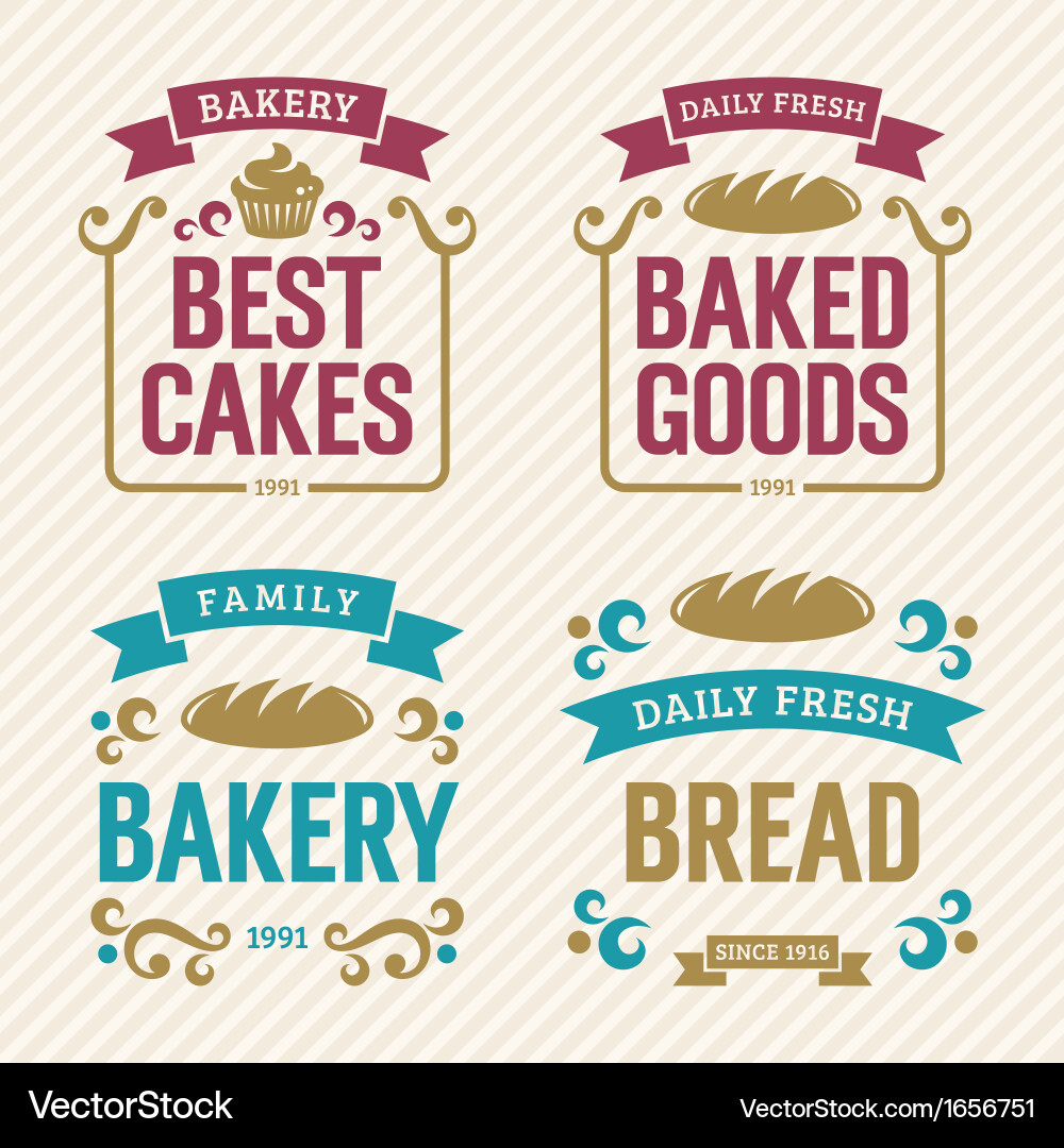 Retro Bakery Labels Set Royalty Free Vector Image