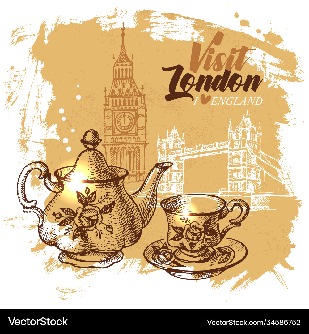 Hand drawn sketch england vintage background Hand drawn sketch england vintage background vector image