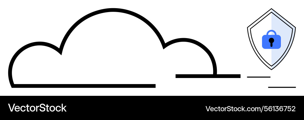 Secure cloud storage icon with shield and lock Secure cloud storage icon with shield and lock vector image