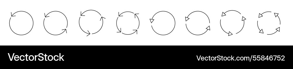 Set of circle arrows isolated circular rotate vector image