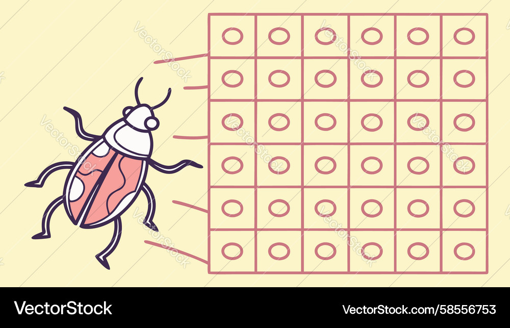 Debugging Insect on Grid Vector Image