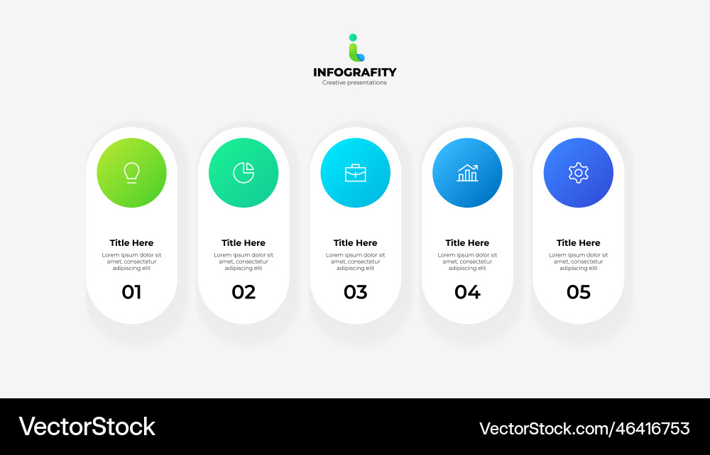 Five rounded elements with circles visualization Five rounded elements with circles visualization vector image