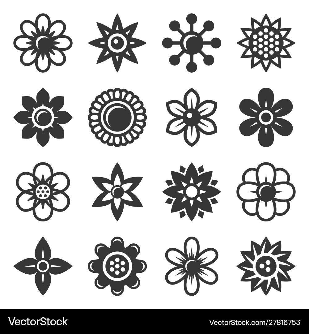 Floral Icon Set - Diverse Flowers vector image