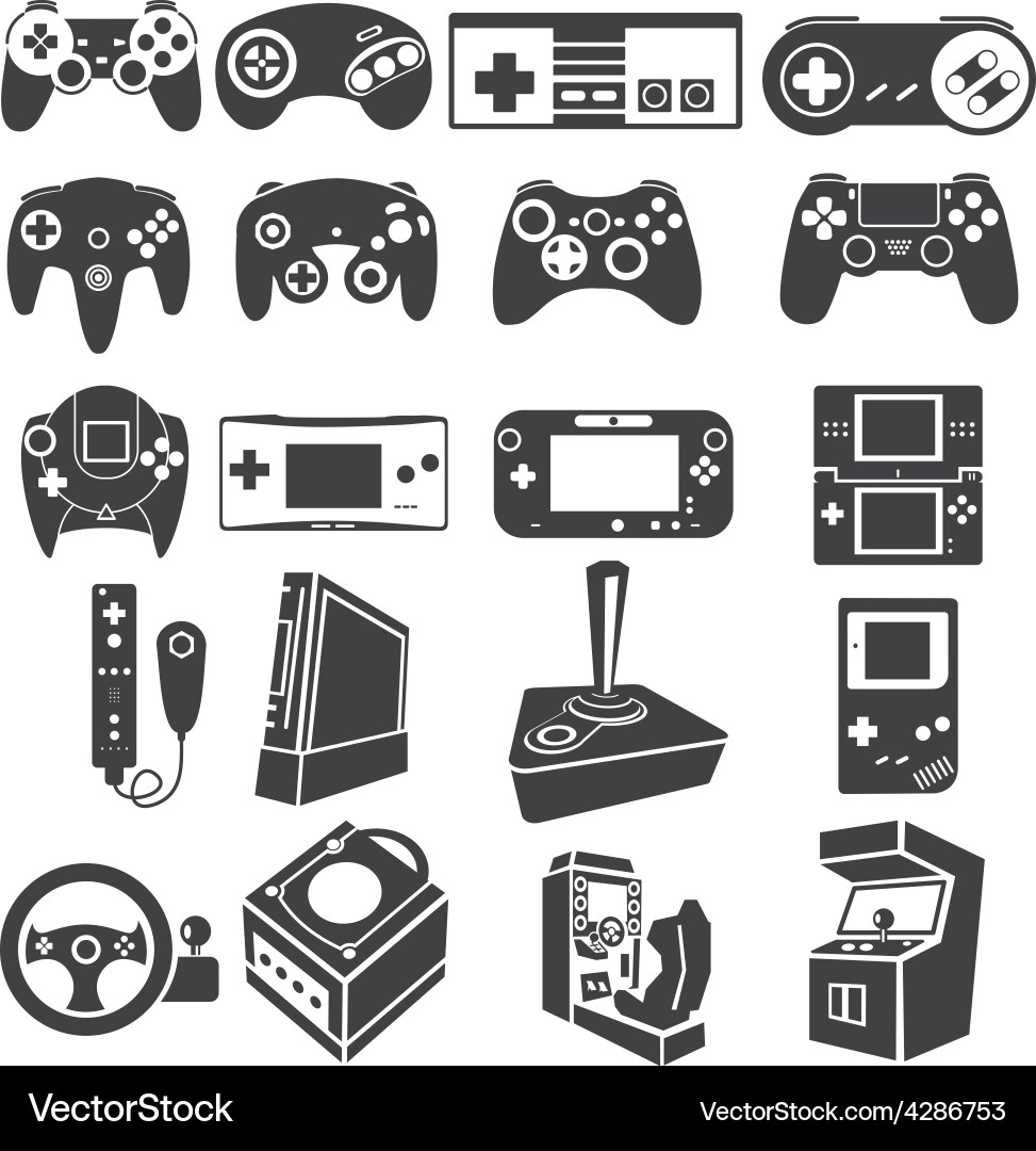 Gaming Icon Set - Controller & Game vector image