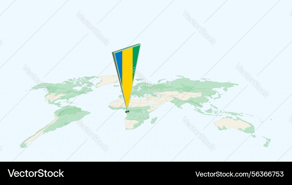 Highlighted gabon on global map with 3d flag Highlighted gabon on global map with 3d flag Vector Image