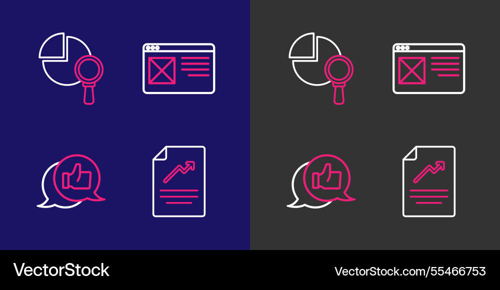 Set line document with graph chart customer Set line document with graph chart customer vector image