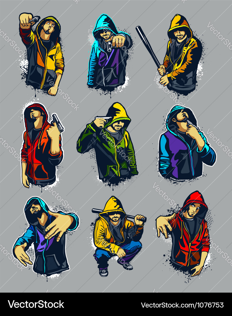 Urban Gangsters & Hoodies Vector Image