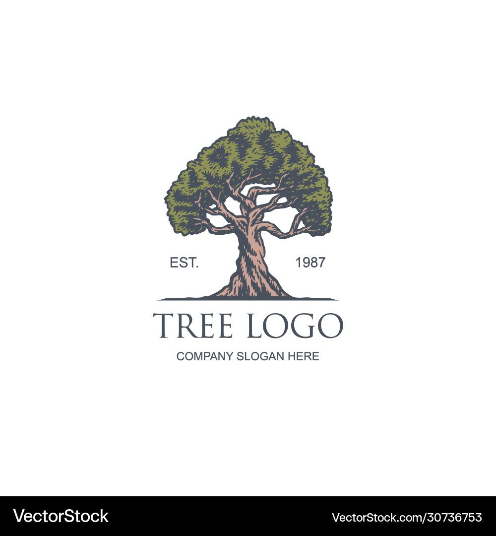 Vintage tree logo design templ Vintage tree logo design templ vector image