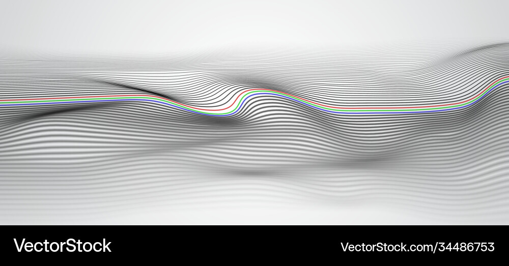 Wide 3d wave stripe background with dept field vector image