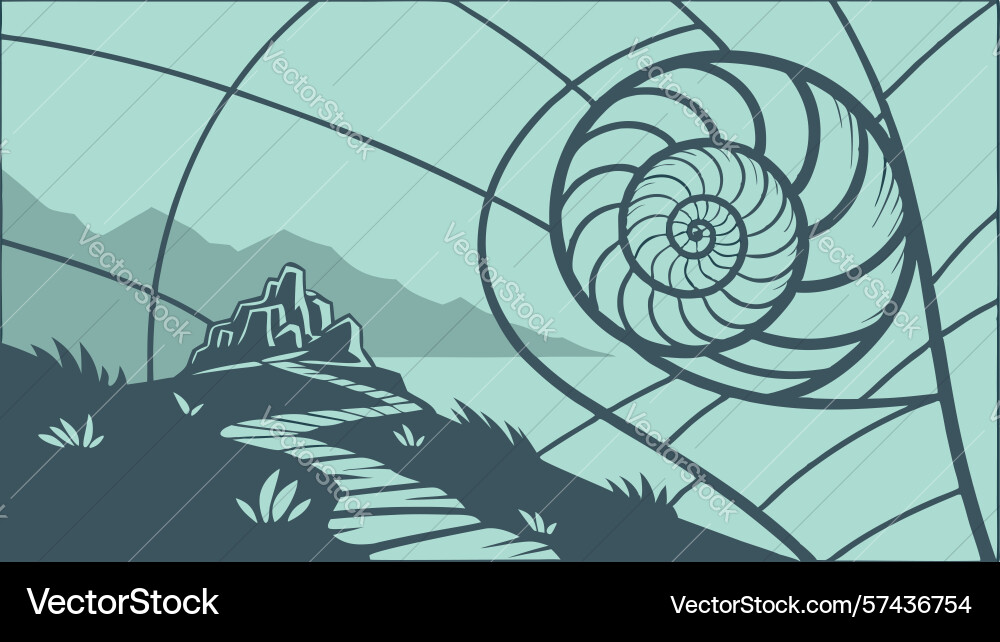 Abstract spiral shell pattern natures geometry vector image