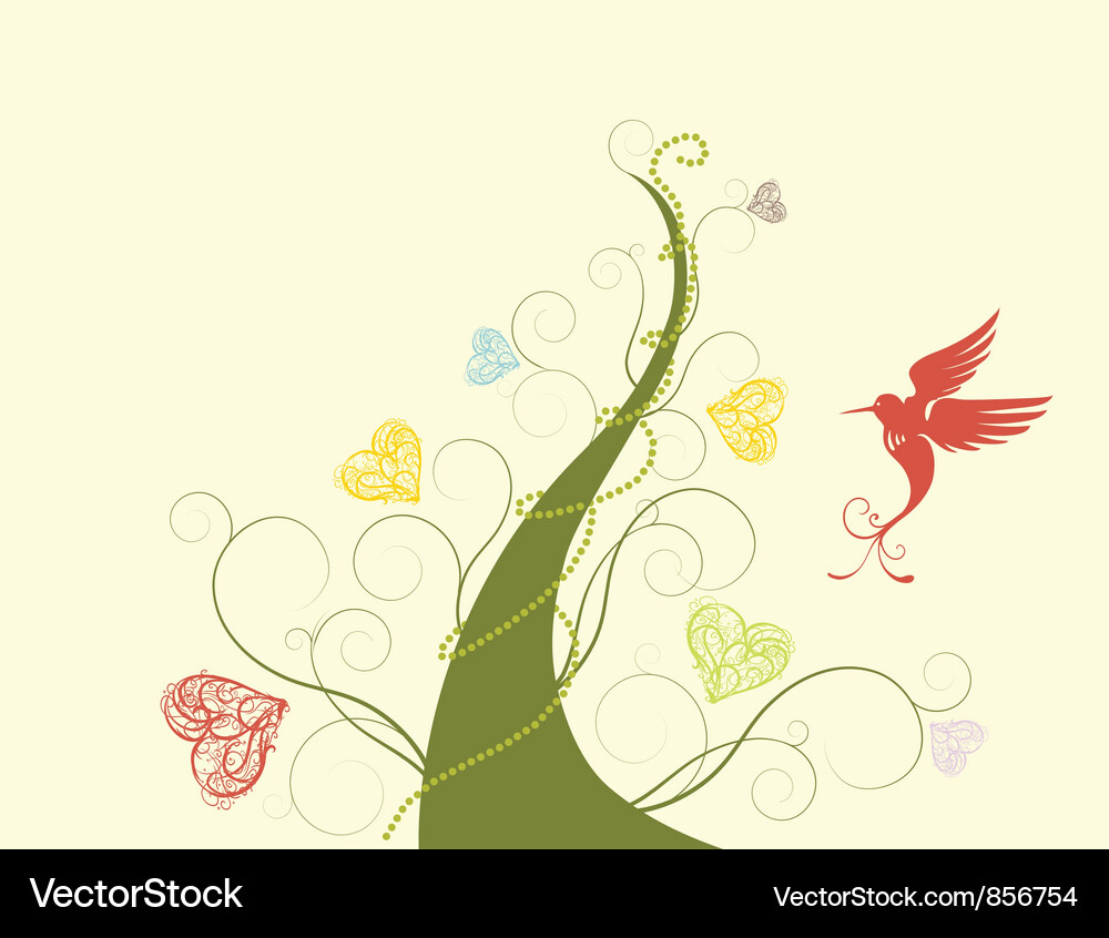 Abstract tree with bird Vector Image