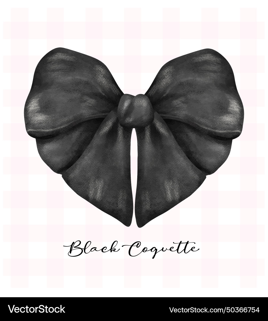 Black coquette ribbon bow hart shape aesthetic Vector Image