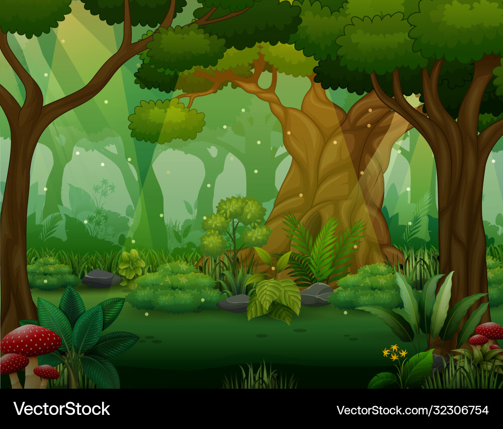 Bushes trees at forest Royalty Free Vector Image