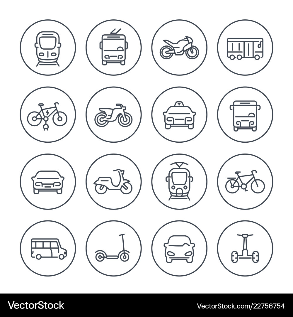 City transport icons set on white vector image