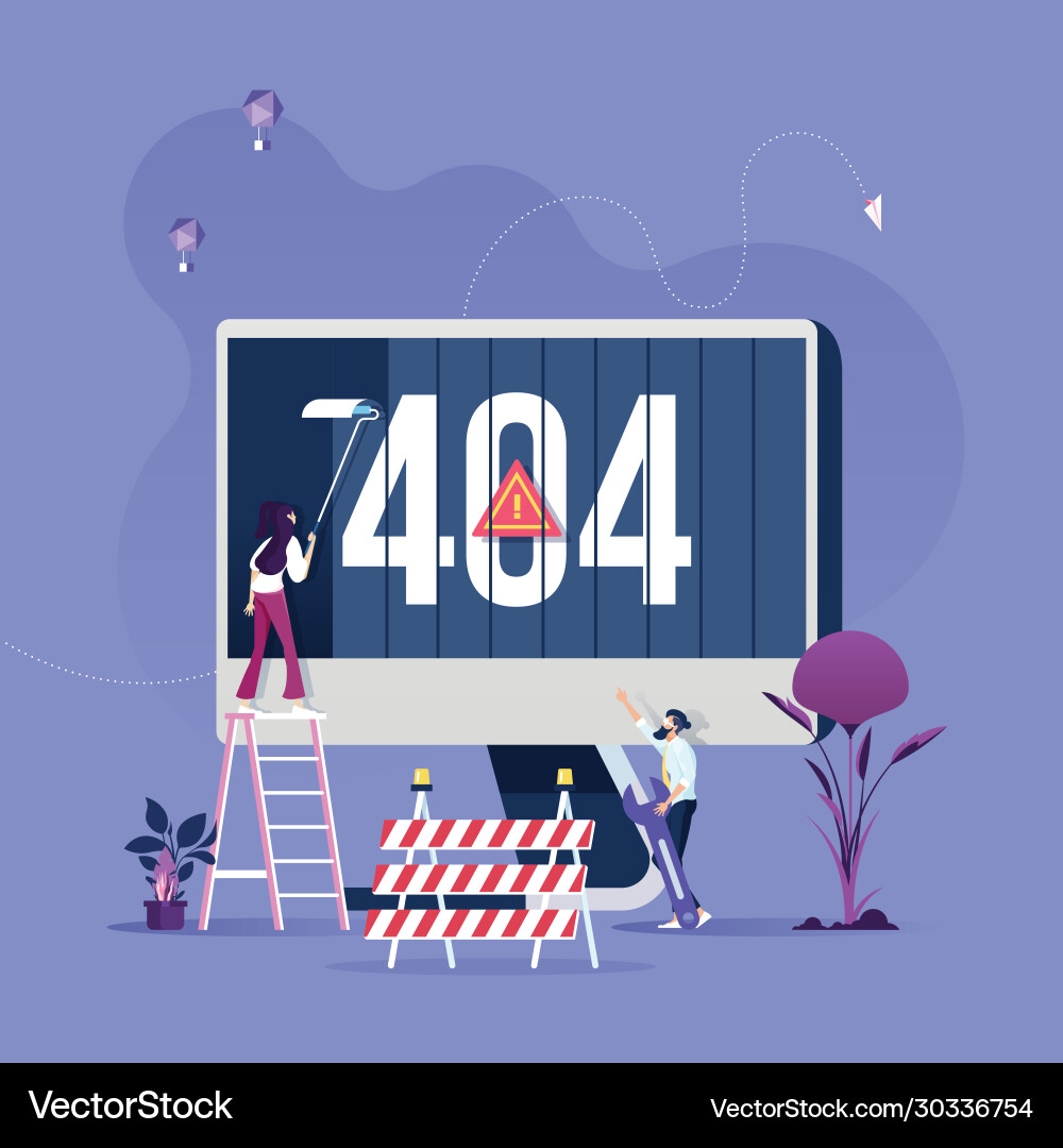 Concept 404 error page or file not found for web Concept 404 error page or file not found for web vector image