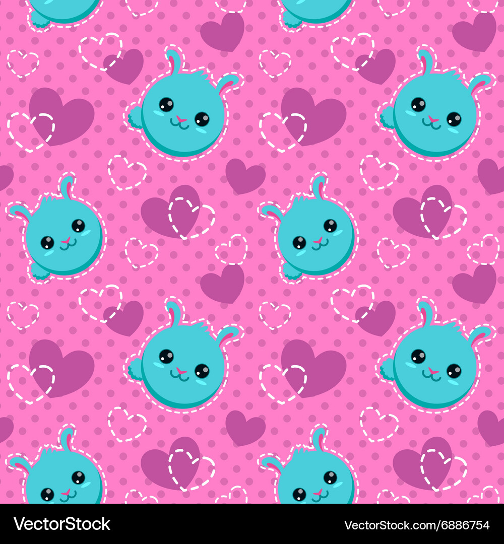 Cute Bunny Heart Pattern Vector Image