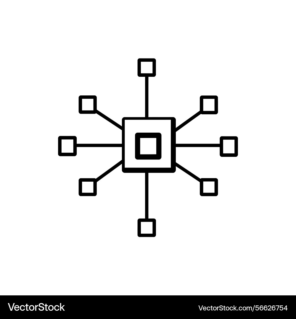 Network structure icon with square nodes Vector Image