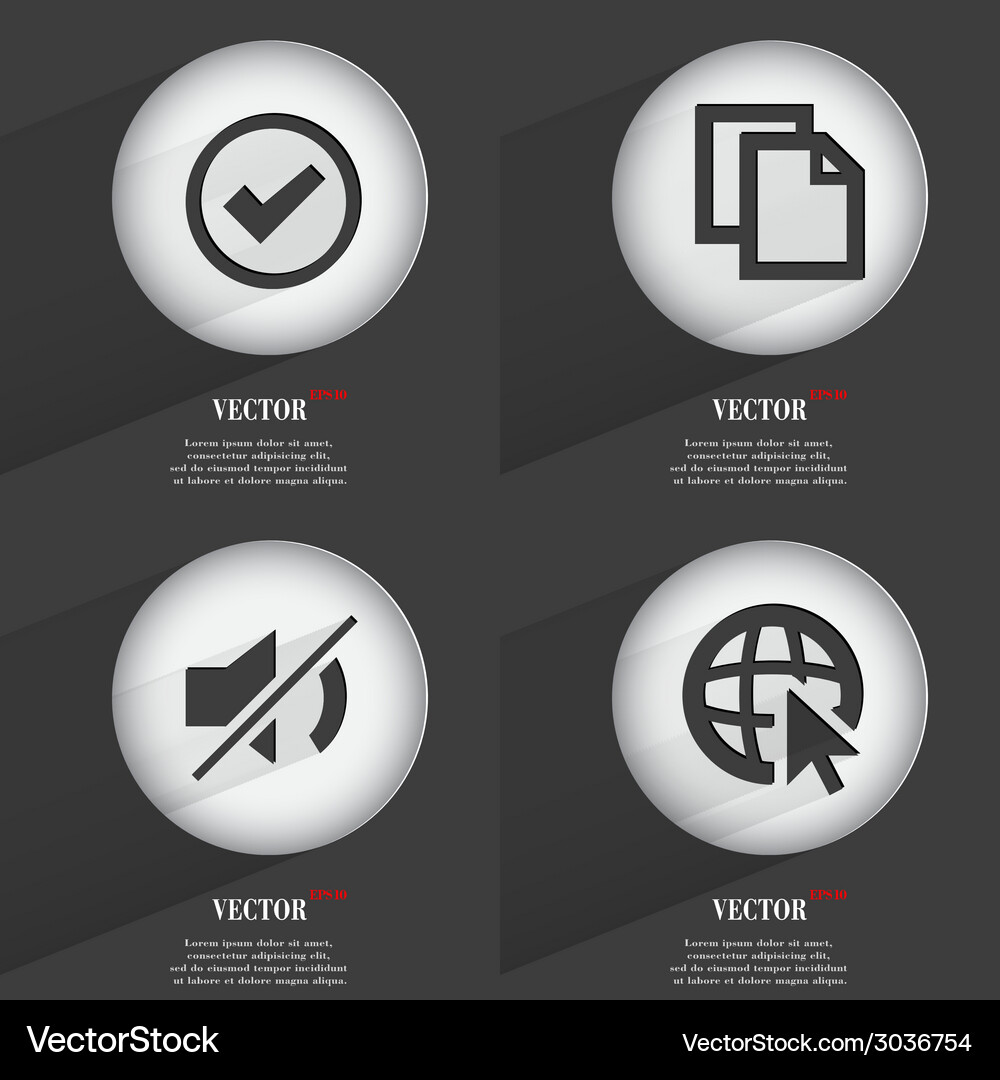 Set of 4 flat buttons icons with shadows Vector Image