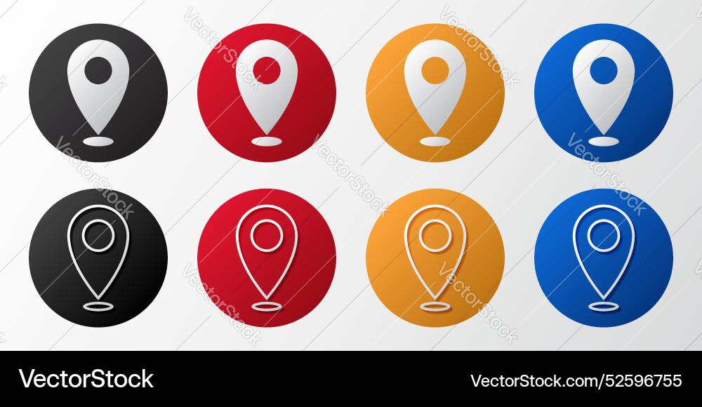 Collection of colorful location pins map pointer vector image