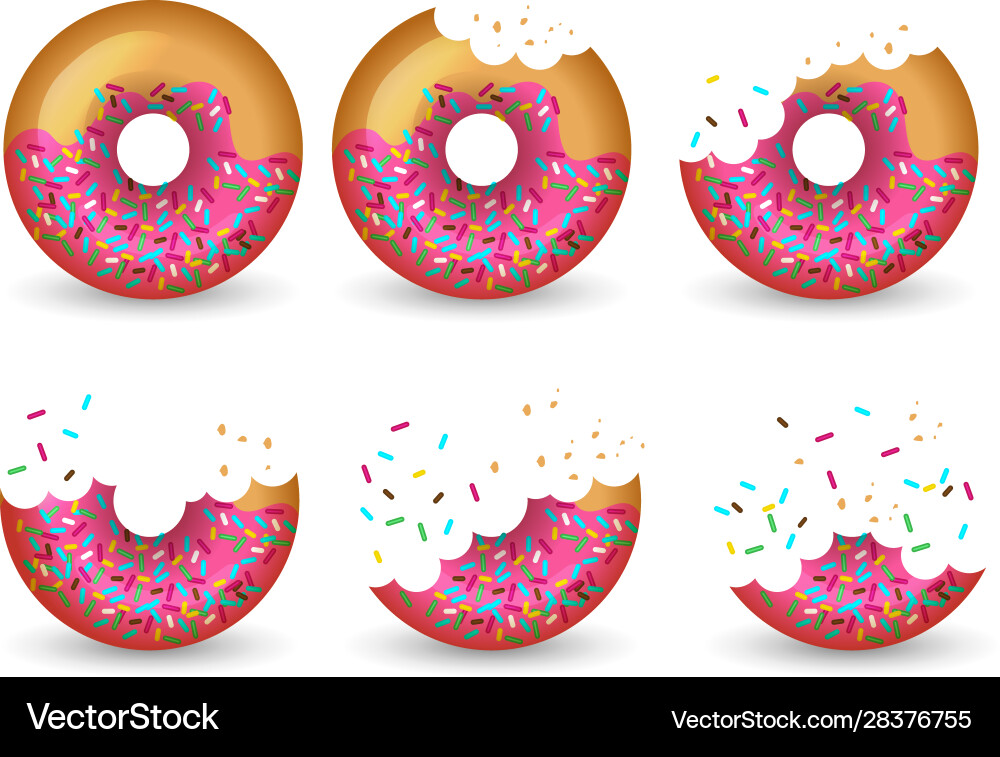 Essen Donut lecker glasierte leckere Kuchen Hälfte Essen Donut lecker glasierte leckere Kuchen Hälfte vektorbild