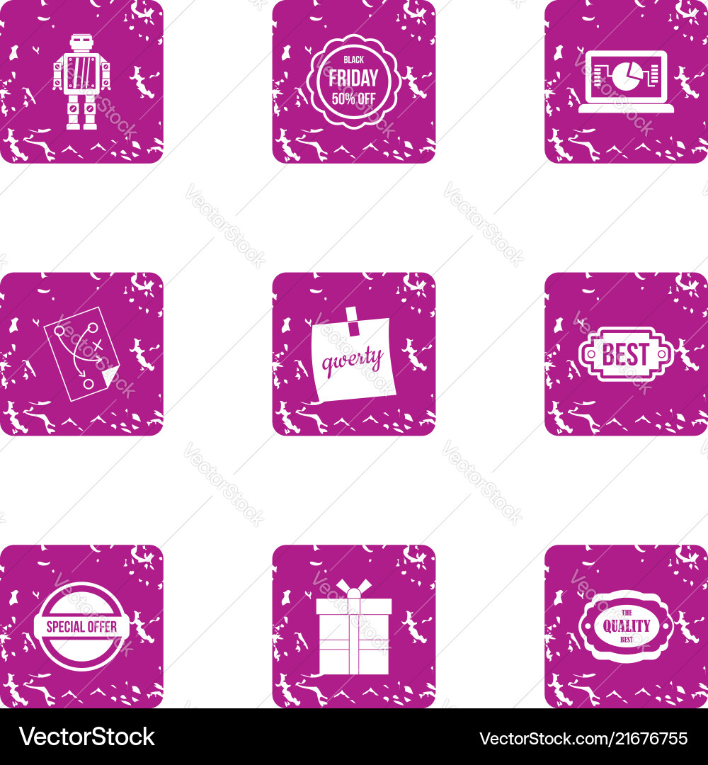 Grunge Computer Icons - Software Set Vector Image
