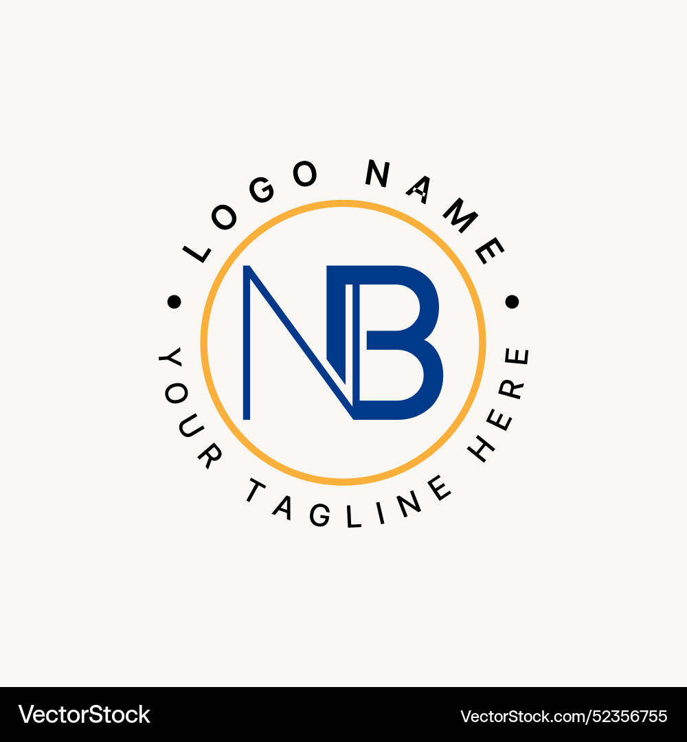 Initial nb sans serif font cut connect square line Initial nb sans serif font cut connect square line vector image