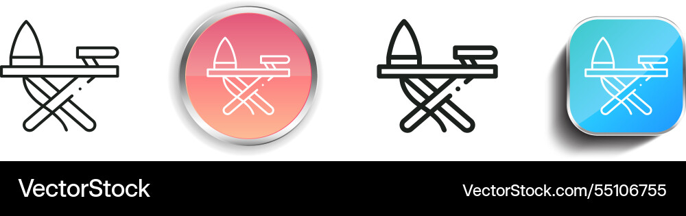 Iron board icon thin linear regular and button vector image