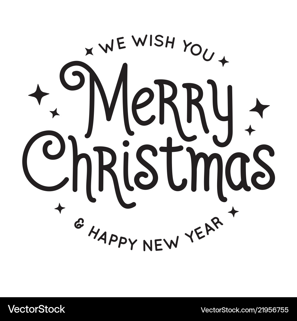 Merry christmas and happy new year lettering Merry christmas and happy new year lettering vector image